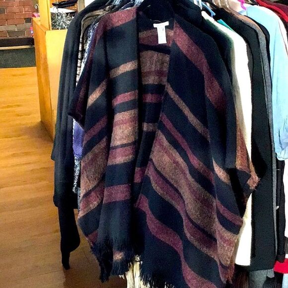 American eagle ladies small brown black maroon poncho - Picture 1 of 3